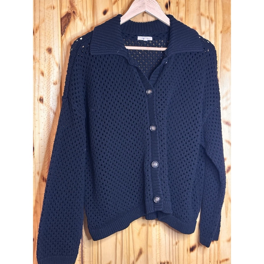 Women's Sz XXL Open Waffle Weave Crocheted Cardigan Sweater Fishercore